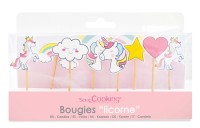 8er Set Kerzen Einhornmotiv