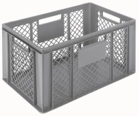 Behälter grau 60x40x32cm Standard Boden geschlos/Wände perfo