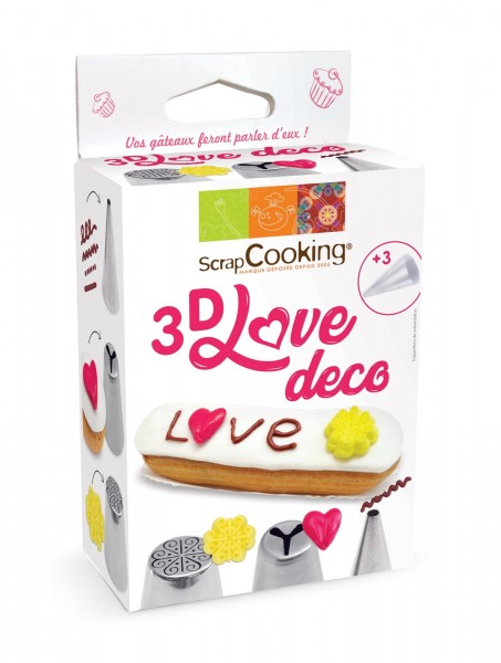 Edelstahlspritzaufsatz Set 3D Love 6-tlg.