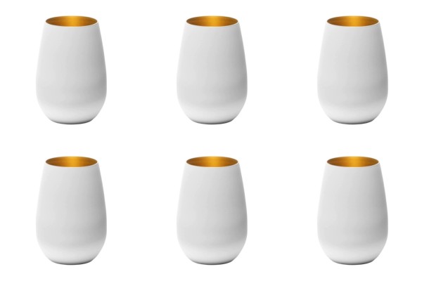 6er Set Elements Becher 465ml weiss/gold