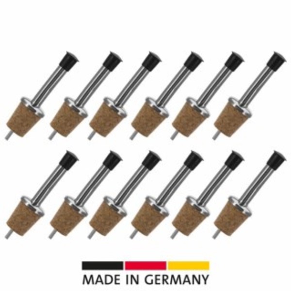 Display 12 Stk. Flaschenausgiesser 18/10 CNS N-Kork