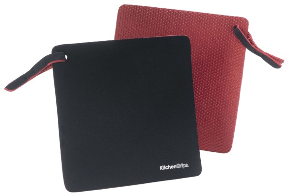 Topflappen rot 2 Stk. schwarz 18cm