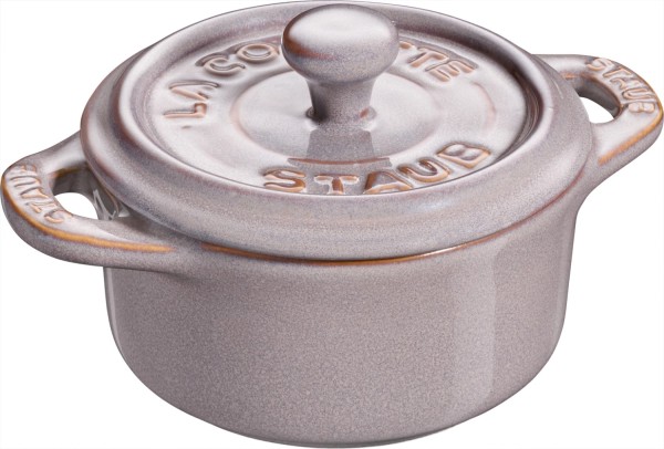 Keramik Mini Cocotte, antik-grau, 10cm