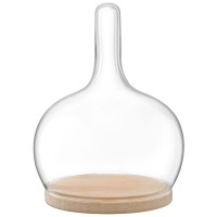 Cloche Glocke mit Eichenplatte D19.5cm H25.5cm