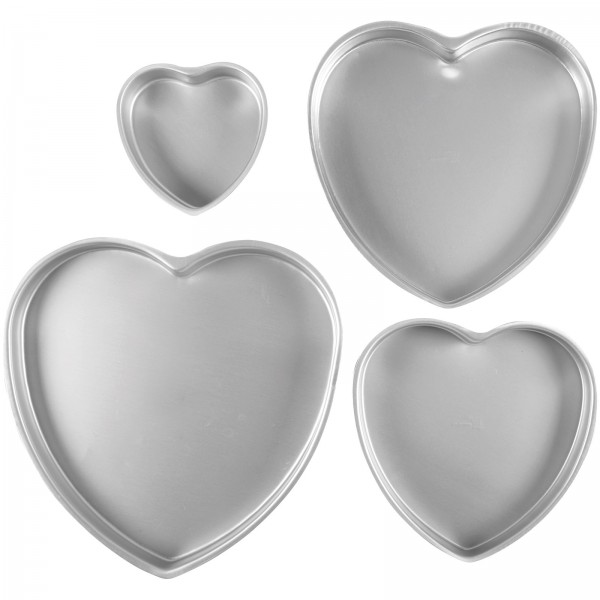 3x Backformen Set Herzen 4er-Set, Aluminium