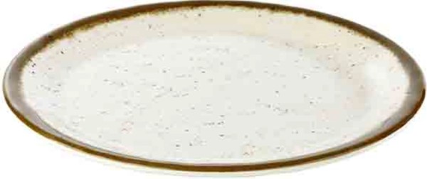 Stone Art Teller flach D25cm H2cm Melamin weiss/braun