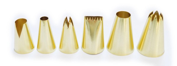 6er Set Spritztüllen Edelstahl gold