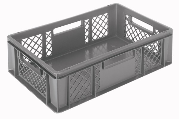 Behälter grau 60x40x17cm Standard Boden geschlos/Wände perfo