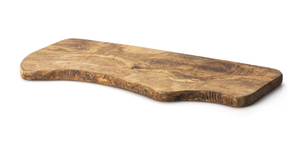 Olivenholz Schneidebrett Naturform mit Borke, 50 cm
