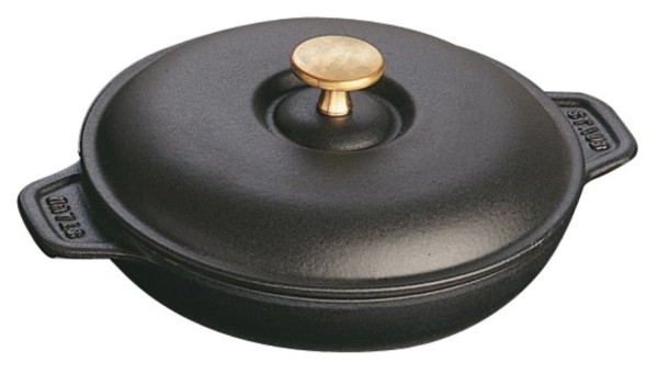 Auflaufform mit Deckel, rund, 20cm, Schwarz, Gusseisen