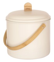 Kompostbehälter 7l Metall creme und Bambus mit Kohlefilter