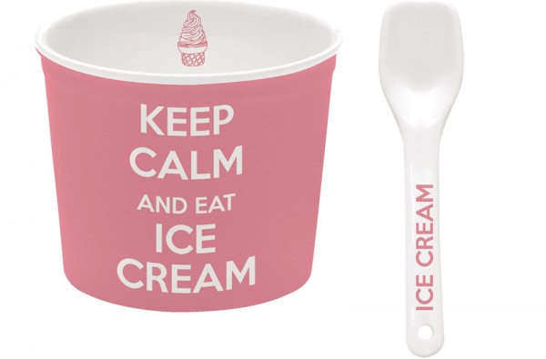 Keep Calm Porzellan Eisbecher, rosa, Ø 8.5 cm