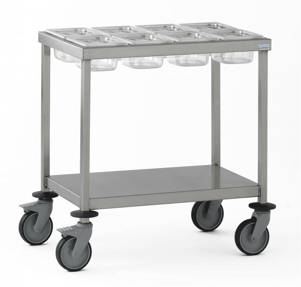 Gewürzwagen 68x40cm h:75cm mit 8 GN Schalen 1/6 100+Deckel