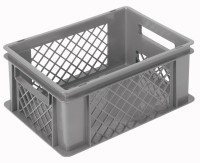 Behälter grau 40x30x17cm Standard Boden geschlos/Wände perfo