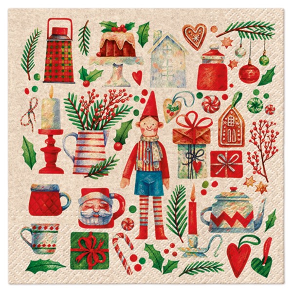 Servietten Lunch 20x We care Vintage Christmas, 33x33cm