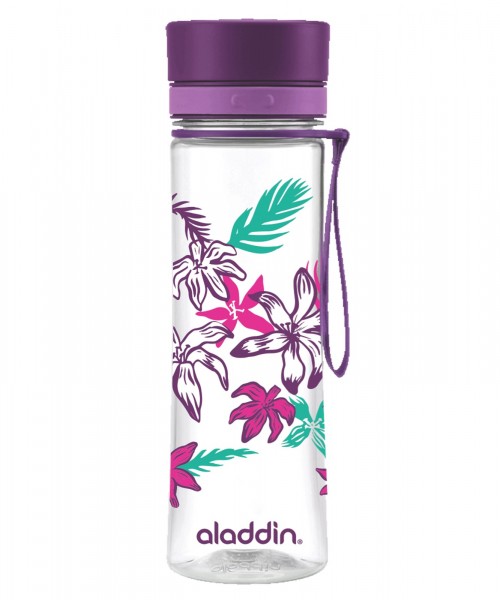 Aveo Wasserflasche "Blumen", 0.6 l, violett