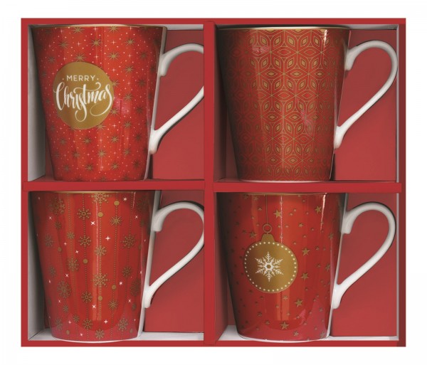 Coffee Mania 4er Set Kaffebecher in GB, "Red", 300ml