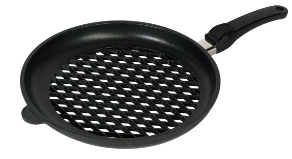 Grillpfanne D32cm mit Rautenmuster offen, Stiel abnehmbar