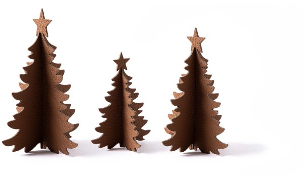 3er Set Weihnachtsbaum 9,12,14cm cognac