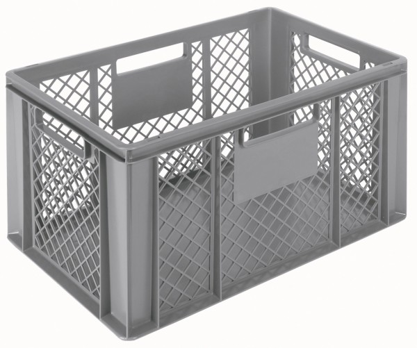 Behälter grau 60x40x32cm Standard Boden geschlos/Wände perfo