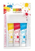 3er Set Lebensmittelfarbe Gel, rot, blau, gelb 3x20g