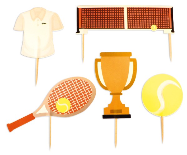 5er Set Kuchendekoration Tennis Motive Papier
