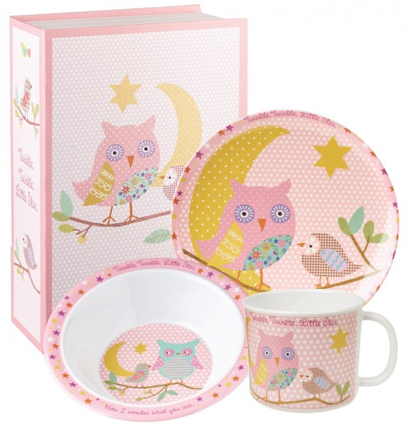 Twinkle Twinkle Kindergeschirr rosa 3tlg. Melamin