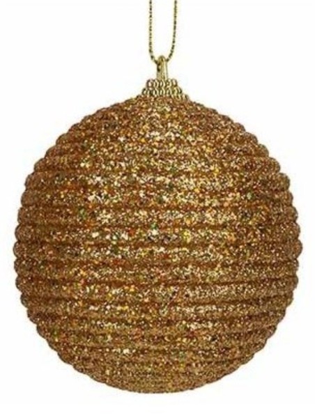 Weihnachtskugel "Rope" Glitter Gold D8cm Kunststoff