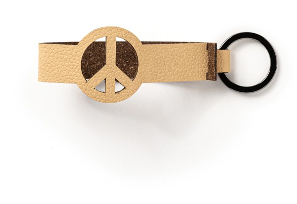 Schlüsselanhänger Peace nickel beige