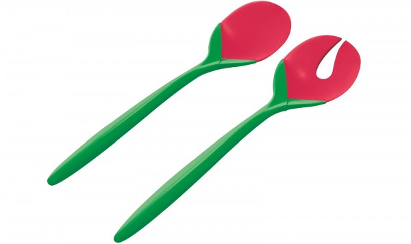 Duo Salatbesteck Tulpe grün/grapefruit 28 cm