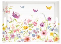 Fleurs des Champs Tablett m. Griffen 35x24 cm