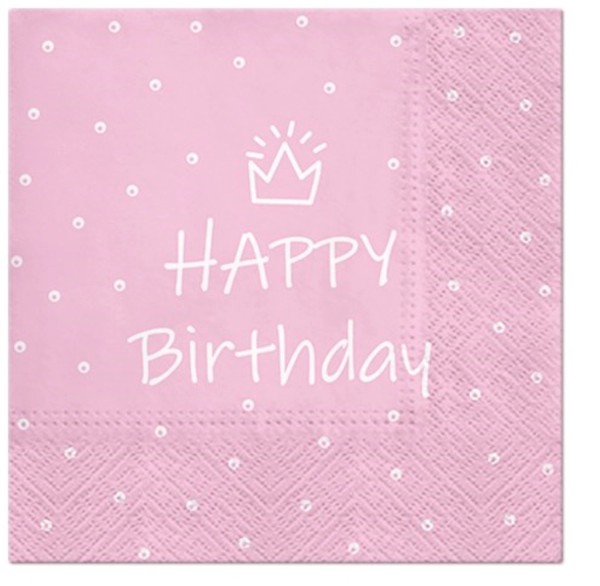 Servietten Lunch 20x Happy Birthday rosa, 33x33cm
