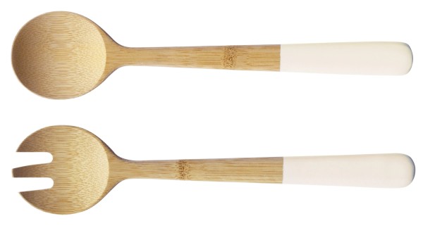 Salatbesteck 29cm weiss Bambus