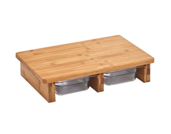 Schneidbrett m.2Schalen Bamboo