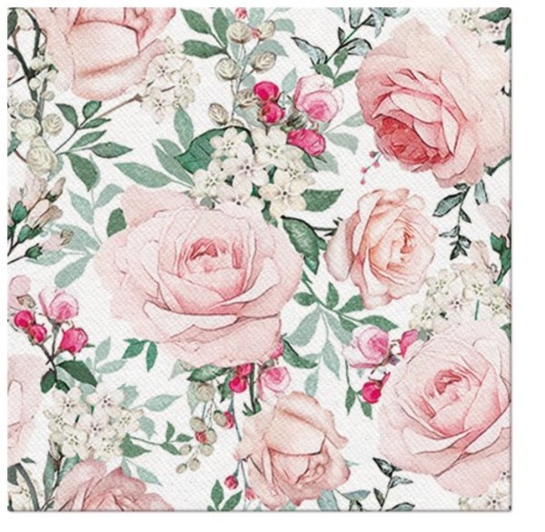 Servietten Dinner 50x Folk Flowers, 40x40cm