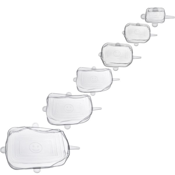 6er Set Square Frischhaltedeckel Silikon