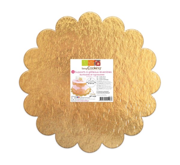 5 Stk. Kuchenhalter Blumenform gold/schwarz D24cm