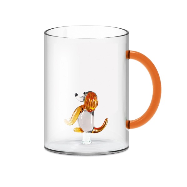Becher m. Glas aus Borosilikatglas 420 ml Hundedekor