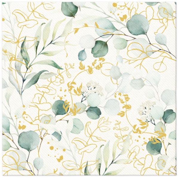 Servietten Dinner 12x Golden Eucalyptus 40x40cm