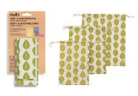 3er Set Beutel Baumwolle Blätter 27x36,23x30,18x26cm