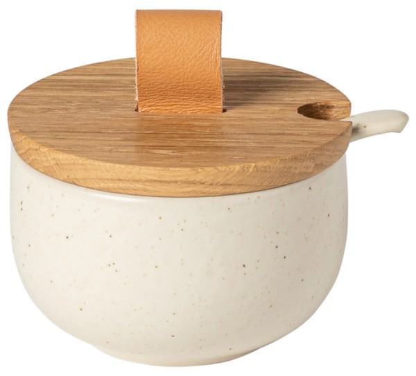 Pacifica Zuckerdose m. Deckel und Löffel D9.2cm vanilla