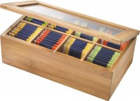 Teebox m. 8 Fächer, Bambus, 28x16x9cm