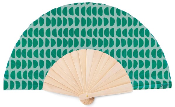 Faltbarer Fächer, Grün und Hellblau