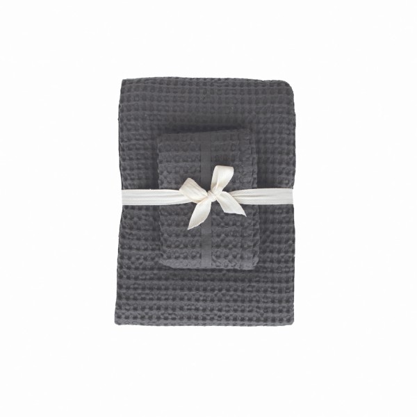 Big Waffle Geschenkset Bade- & Handtuch dark grey