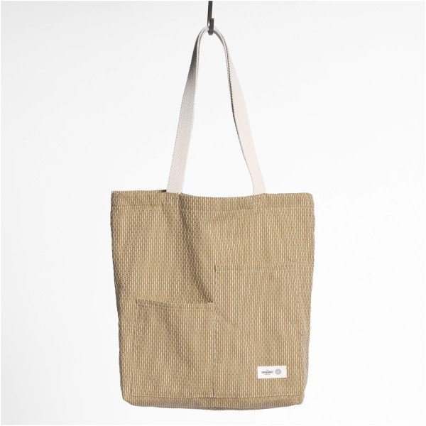 Piqué Tragetasche 30x35cm khaki stone Biobaumwolle