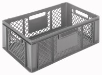 Behälter grau 60x40x22cm Standard Boden geschlos/Wände perfo