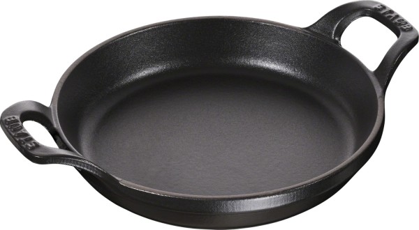 Auflaufform 12cm, rund, Schwarz, Gusseisen