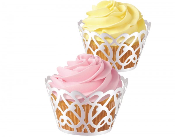 Cupcake Förmchen, Swirls weiss, 18 Stk.(nicht zum Backen)
