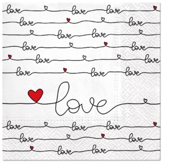 Servietten Lunch 20x Love, 33x33cm