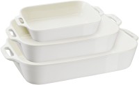 3er Set Keramik Auflaufformen Elfenbein-Weiss
